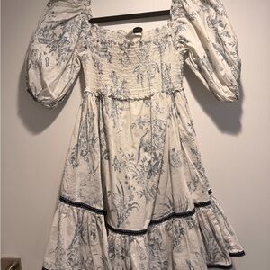 Sachin + Babi Cream and Gray Smocked Top